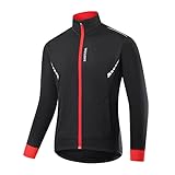 WOSAWE Herren Fahrradjacke Winter Fleece Softshell Radjacke Winddicht Fahrrad Outwear (Schwarz M)