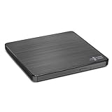 Hitachi-LG 150465 GP60 Externes CD/DVD Laufwerk, Portabler Slim Brenner, USB 2 (3.0 kompatibel), TV-Anschluss, M-DISC Support, 8 x Schreibgeschwindigkeit, Windows 10 & Mac OS kompatibel, Schwarz