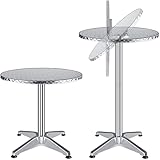 KESSER® - 2in1 Stehtisch klappbar Bistrotisch Aluminium Edelstahlplatte | höhenverstellbar | 70cm / 115cm | Partytisch Tisch Ø 60cm | In- & Outdoor | Hochzeit | Empfangstisch | Klapptisch, Silber