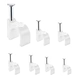 700 Stk. Runde Kabelclips, Stahlnägel Kabelclips, Drahtclips, Kabelschellen Nagelschellen für Ethernet TV Telefonkabel Kabellinie (4 mm, 5 mm, 6 mm, 7 mm, 8 mm, 10 mm, 12 mm)