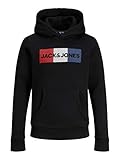 Jack & Jones Junior Jungen Jjecorp Logo Noos Jr Hooded Sweatshirt, Black/Detail:play, 164 EU