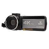 4K-WLAN-Videokamera, Digitaler Nachtsicht-Camcorder mit 3-Zoll-IPS-Touchscreen, 18-fachem Digitalzoom, 56-MP-Vlogging-Kamera für YouTube, mit Fernbedienung, LED-Aufhelllicht