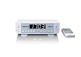 Lenco KCR-100 Küchenradio - Unterbauradio mit Bluetooth - PLL FM Empfänger - 5 Senderspeicher - LED Beleuchtung - 2 x 1 Watt RMS - Uhr mit Timer Funktion - Fernbedienung - weiß