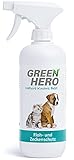 Green Hero Floh- und Zeckenschutz 500 ml das Zeckenspray und Flohmittel für Hunde und Katzen, effektives Flohspray für die direkte Anwendung auf dem Tier bei akutem Befall oder zum Schutz