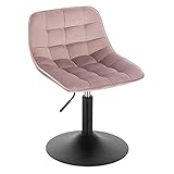 WOLTU 1 X Verstellbarer Sitzhocker Stuhl Arbeitshocker Bürohocker Esszimmerstuhl Schminkhocker Kommerzieller Shop Mehrzweck 360° Schwenken SamtRosa Sitz 38-49.5cm Hoch