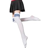 ASHEET Damenstrümpfe Schwarz Weiße Farbige Lange Socken Frauen Über Dem Knieschenkel Hoch Über Die Kniestrümpfe Lolita Damen Kniesocken