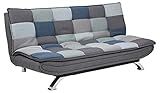 AC Design Furniture Jasper Bettcouch, B: 196 x H: 91 x T: 96 cm, Blau/Grau Patchwork, Stoff/Chrom