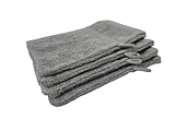 4er Set Waschhandschuhe Anthrazit 100 % Baumwolle Waschlappen Größe 16x21cm Frottee kuschelweich, saugstark, voluminös - praktisch durch Schlaufe