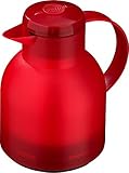 Emsa Samba Isolierkanne 504232 | 1 Liter | Quick Press Verschluss | 100% dicht | 12h heiß, 24h kalt | Rot Transluzent