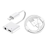 2 in 1 Lightning auf 3,5 mm Klinke Adapter mit Lightning auf USB Kabel 1M, [Apple MFI Zertifiziert] Lightning Kabel iPhone Adapter unterstützt Aufladen von Musik Kompatibel mit iPhone 13/12/11/XS/8/7