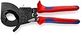 Knipex Kabelschneider (Ratschenprinzip) schwarz lackiert, mit Mehrkomponenten-Hüllen 250 mm (SB-Karte/Blister) 95 31 250