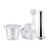 RECAFIMIL Kaffeekapseln, wiederverwendbare Nespresso-Kapseln, Edelstahl, nachfüllbar, Kaffeepads-Halter, Filter, kompatibel mit Nespresso-Maschine (2 Kapseln + 1 Tamper)