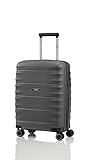 TITAN 4-Rad Handgepäck Koffer mit TSA Schloss, erfüllt IATA-Bordgepäckmaß, Gepäck Serie HIGHLIGHT: Leichte Hartschalen Trolleys im Carbon Look, 842406-04, 55 cm, 38 Liter, anthracite (grau)