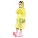 Regenmantel Für Kinder, Wasserdichter Regenponcho, Wiederverwendbar Eva Regenmäntel mit Kapuze und Knopf, Unisex Kleinkind Regenjacke Regencape Für Jungen, Mädchen, Outdoor, Wandern, Camping (Gelb)