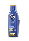 NIVEA SUN Schutz & Pflege Sonnenmilch LSF 30 inkl. gratis Reisegröße (250 ml + 50 ml), Sonnencreme für 48h Feuchtigkeit, sofortiger Sonnenschutz mit UVA/UVB-Filtersystem