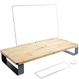 KD Essentials – Monitorständer aus 100% FSC Bambus (Schreibtisch Organizer XL, PC-/Laptop-/Bildschirm-Erhöhung, verbesserte Ergonomie, einfache Montage – 60×28×9,8 cm)