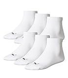 PUMA 6 Paar Quarter Socken Kurz Socken, Sportsocken (43-46, weiß)