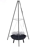 HYQNG Outdoor-Feuerstelle Stativ, Kochen Stativ mit Hängegrill und Stativ, Holzkohlegrill Hochtemperatur-Feuerstelle mit verstellbaren hängenden Kette für Garten, Camping, Strand Party