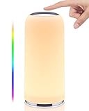 Nachttischlampe Touch Dimmbar, EASEMO 256 RGB Warmweißes Tischlampe für Schlafzimmer mit Timerfunktion, LED Nachttischlampe Dimmbar mit Memoryfunktion für Wohnzimmer, SchlafZimmer & Büro