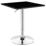 WOLTU Stehtisch Bartisch Bistrotisch, Partytisch, Design Tisch mit Trompetenfuß, drehbare Tischplatte aus robustem MDF, höhenverstellbar, Dekor, Schwarz BT03sz