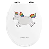 Mr. & Mrs. Panda Motiv WC Sitz Einhorn Happy - Geschenk, Freude, Einhorn Deko, Pegasus, Toilette, Toilettendeckel, Spaß, fröhlich, Einhörner, Klobrille, WC-Sitz, Klodeckel, glücklich