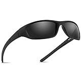 Vimbloom Sonnenbrille Herren Polarisierte Sportbrille Fahrradbrille mit UV 400 Schutz Autofahren Laufen Radfahren Golf für Angeln Herren Damen VI367 (Schwarze Matte)