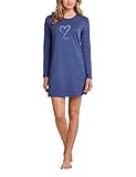 Schiesser Damen Long-sleeved Sleep Shirt Nachthemd, Dunkelblau, 46 EU