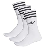 adidas Unisex Solid Crew Socken, 3er Pack, Weiß (White/Black), 43-46