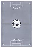 Hanse Home Adventures Kinderteppich Fußball - Kurzflor Teppich Junge Mädchen Spielteppich Modern Spielfeld Fussball Kinder-Teppich für Kinderzimmer, Spielzimmer - 80x150cm, Mouse