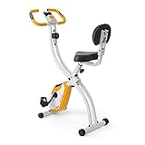 Ultrasport F-Bike 200B, Fahrradtrainer, faltbarer Heimtrainer, mit Rückenlehne, LCD Trainingscomputer, maximales Benutzergewicht 110 kg, Herzfrequenzmessung, 8 Widerstandsstufen, Orange