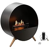 Planika - Bubble Wall & Floor - Freistehender Smart Ethanol Kamin - Entlüftungslos, Fernbedienung, Sauberbrennen, Automatisches Tanken, Edelstahl, Schwarz, B-BUWF, 65 x 37 x 72,6 cm