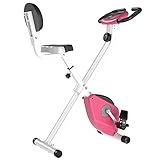 HOMCOM Heimtrainer F-Bike Fahrradtrainer mit 8 stufig einstellbarem Magnetwiderstand höhenverstellbar Stahl Rosa+Weiß 43 x 97 x 109 cm