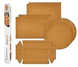 Dauerbackfolie (8er Set), Backpapier Kastenform, Das Premium Backpapier, Wiederverwendbar, hitzebeständig, antihaftbeschichtet, spülmaschinenfest (8er Pack: 4x eckig, 2x Springform rund 2x Kastenform)