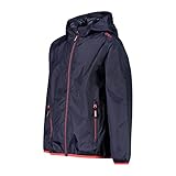 CMP, Kid G Jacket Rain Fix Hood, Girl, Navy-Red Kiss, 152