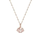 DSQSasahip Kristall Halsketten Damen Drehbare Crown Strass Halskette Rose Gold Anhänger Halskette Winter Elegant Halskette Schmuck Geschenk für Frauen Mama Freundin (Rose Gold, One Size)