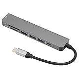 USB C Hub, 7 in 1 Multiport Aluminiumlegierung HD USB C zu 4K 30HZ HD Multimedia Interface Ethernet, kompatibel für USB C Laptops und andere Typ C Geräte