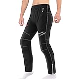 XIQI Fahrradhose Radhose Herren Lang Laufhose Winter Thermo Hose mit Fleecefutter - Winddicht Wasserabweisend Winterhose Radlerhose Sporthose Fahrrad Hose-L