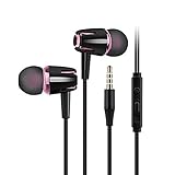 Weilifang 20 Satz von Kabelgebundener Kopfhörer In Ear Kopfhörer mit Rauschunterdrückung, tragbarer Taschenspiel Universalkopfhörer mit 3,5 mm Klinkenstecker, Schwarz + Rose