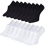 Toes Home Sneaker Socken Damen Füsslinge Herren 8 Paar, Bambus Füßlinge Sneakersocken Unsichtbare Unisex Bambussocken No Show Socken mit Rutschfest Silikon Footies Schwarz Weiß 39-42