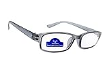 MFAZ Morefaz Ltd Slim Damen Herren Lesebrille +0.50 +0.75 +1.0 +1.5 +2.0 +2.5 Blue Light Filter Brille Blendschutz, Kratzfestes Objektiv Computer TV Anti Glare (0.5, Grey)