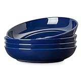 LIFVER 21.6 cm Suppenteller Porzellan, 900 ml Salatschüsseln groß, blau Pasta Schüssel Set mit 4 Stück, Tafelservice Servierteller aus Porzellan, Mikrowellen- und Kühlschrankfeste Pastateller