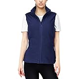 33,000ft Damen Fleece Weste Jacke Standkragen Ultraleicht Outdoor Westen Tops mit Taschen Reißverschluss Gilets Damenweste Navy Blau 40