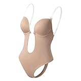 Oshhni Frauen rückenfreie U Plunge Thong Full, Hautfarbe, L