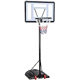 Yaheetech Basketballkorb mit Rollen Basketballständer Basketballanlage Standfuß mit Wasser oder Sand Höheverstellbar 217 bis 279 cm