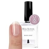 Miss Sophie Base Coat I Transparenter Unterlack für Nagelfolien & Nagellack I Schnelltrocknend I Langer Halt I Stärkung der Nägel I Mit Vitamin E I Für empfindliche & rissige Nägel I Premium Qualität