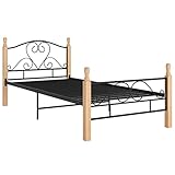 Metallbett Bettgestell aus Metall 90x200cm - Einzelbett Gästebett, Bettrahmen mit Lattenrost, für kleine Schlafzimmer, o256