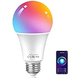 Alexa Glühbirnen E27 Smart LED Lampe, 10W 1000LM WLAN Mehrfarbige Dimmbare Birne, App Steuern Kompatibel mit Alexa Echo, Google Home, kein Hub benötigt, Warmweiß/Kaltesweiß licht, 1 Pack