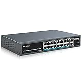 NICGIGA 18 Port Gigabit PoE Switch mit 16 Port PoE 1000Mbps @250W, 2 Gigabit Uplink Ports, VLAN Modus, Robustes Metallgehäuse und Desktop/Wand/19 Zoll RackMontage, Plug and Play, Unmanaged(GS1620P)