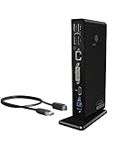 ICY BOX Laptop Docking Station (11-in-1) für 2 Monitore (1x HDMI & 1x DVI) mit USB 3.0, 6-fach USB HUB, Gigabit Ethernet, Audio, Schwarz, IB-DK2241AC