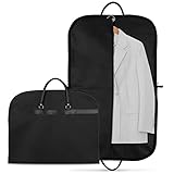 Anzugtasche 60 x 100 cm Faltbar Premium Kleidertasche Atmungsaktiver Kleidersack Anzug mit Tragegriff Reise Kleidersäcke für Anzug Vollkleid mit Reißverschluss Oxford-Stoff (Schwarz)